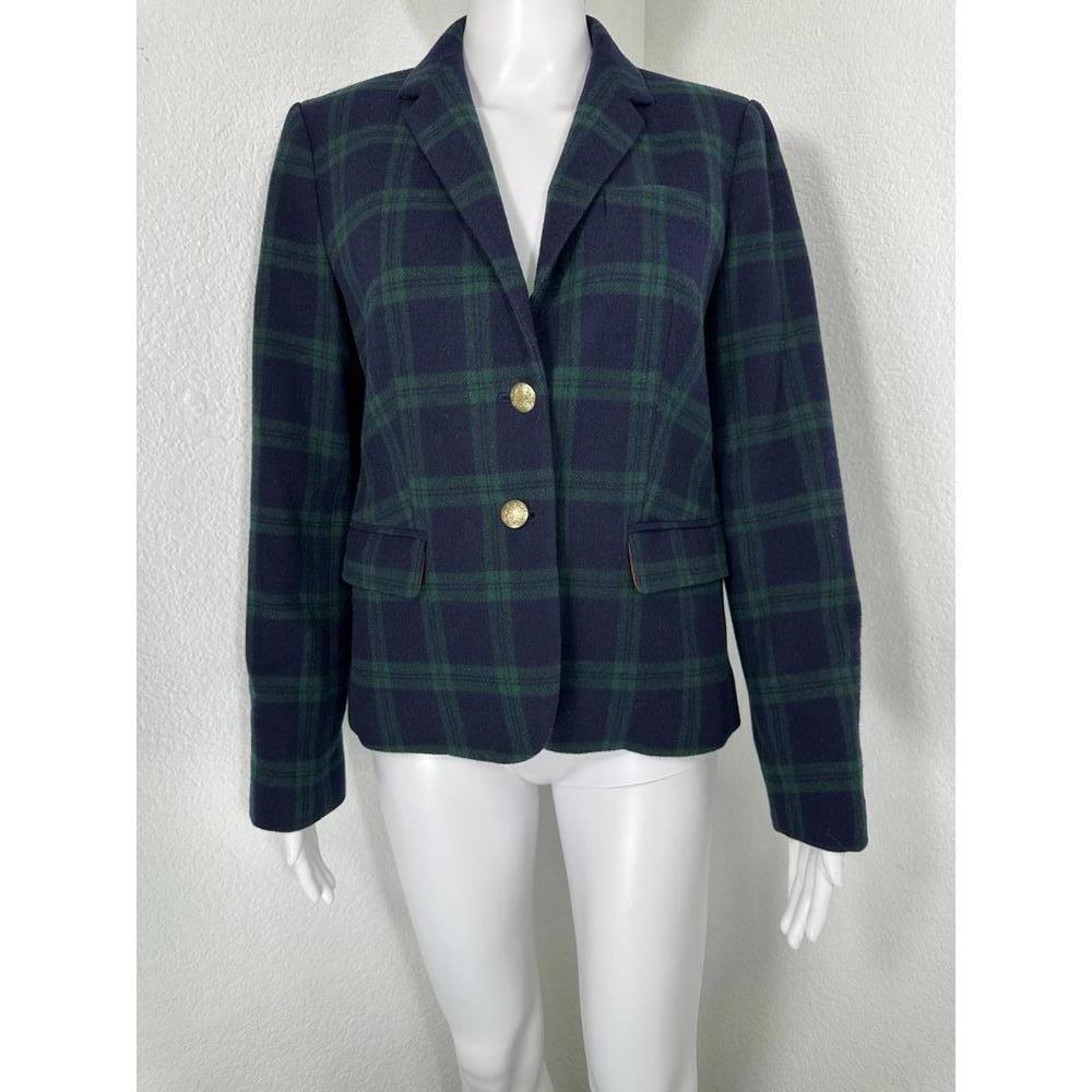 J.Crew Sz 6 Black Watch Plaid Wool Blazer Preppy Officecore Career Workwear - Picture 2 of 7